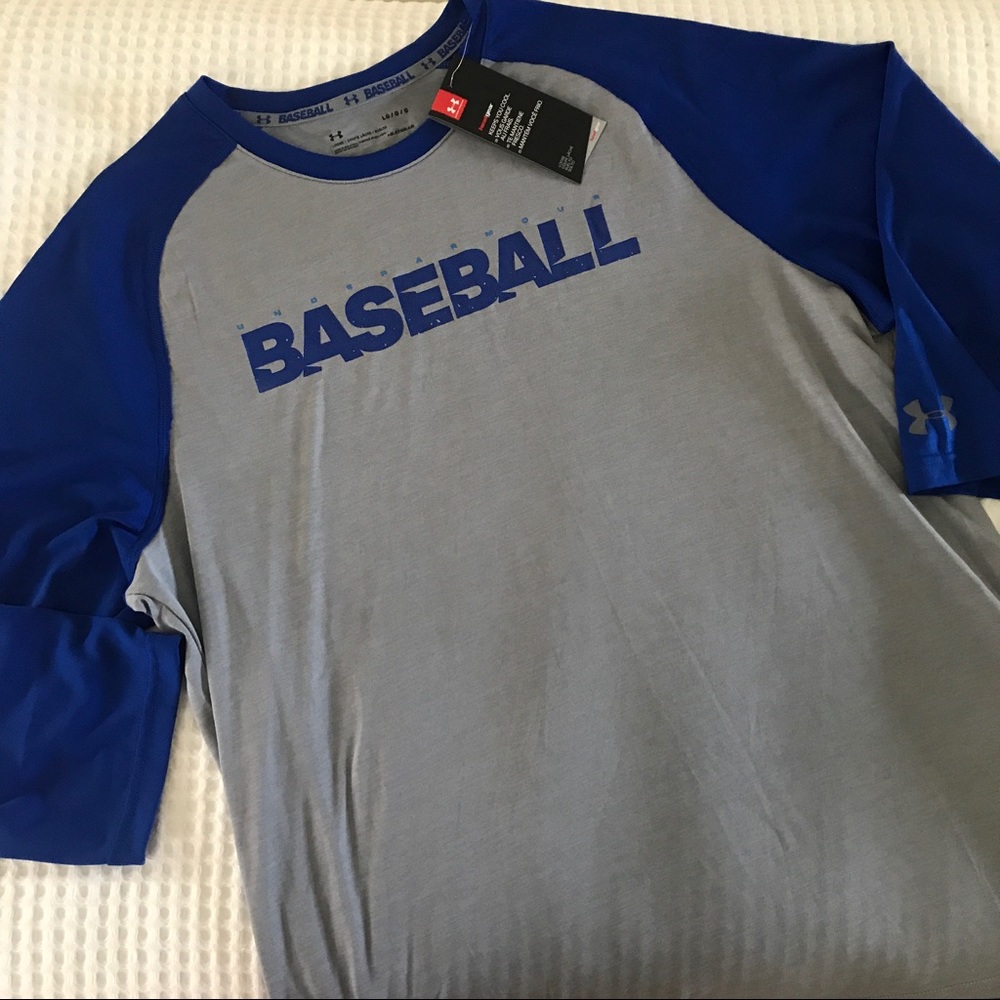 New Under Armour Raglan Baseball Tee 3/4 Sleeve
